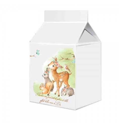 Scatolina in cartoncino milk animaletti del bosco 5,5 cm  x 6 cm