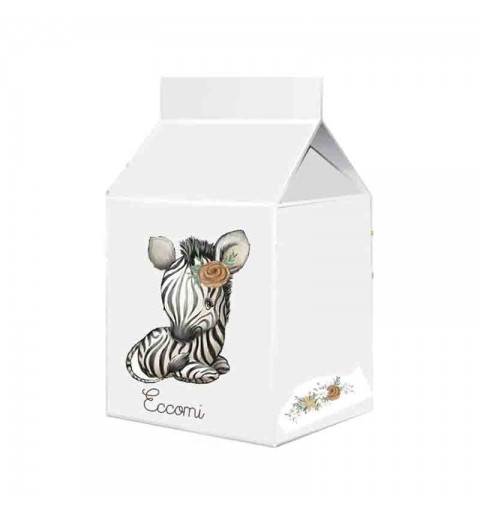 Scatolina in cartoncino milk eccomi zebra 5,5 cm  x 6 m