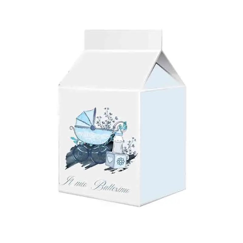 Scatolina in cartoncino milk il mio battesimo carrozzina celeste 5,5 cm  x 6 m