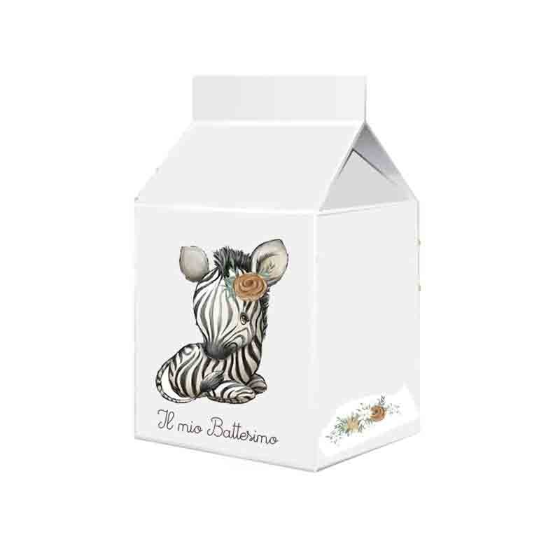 Scatolina in cartoncino milk il mio battesimo zebra 5,5 cm  x 6 m