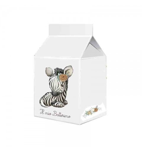 Scatolina in cartoncino milk il mio battesimo zebra 5,5 cm  x 6 m