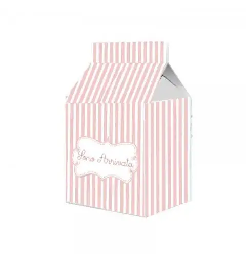 Scatolina in cartoncino sono arrivata strisce rosa 5,5 cm  x 6 m
