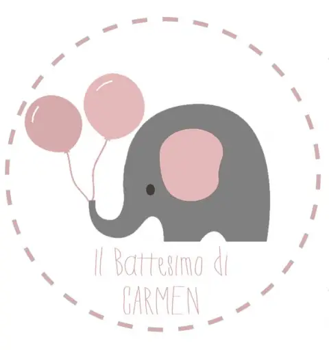 48 ADESIVI PERSONALIZZABILI BATTESIMO ELEFANTINO ROSA