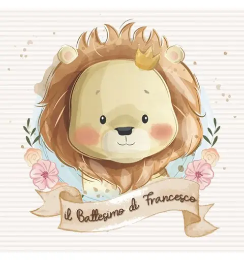 48 ADESIVI PERSONALIZZABILI BATTESIMO LEONCINO