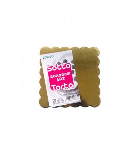4 sottotorta quadrati 20 cm dorati 6073
