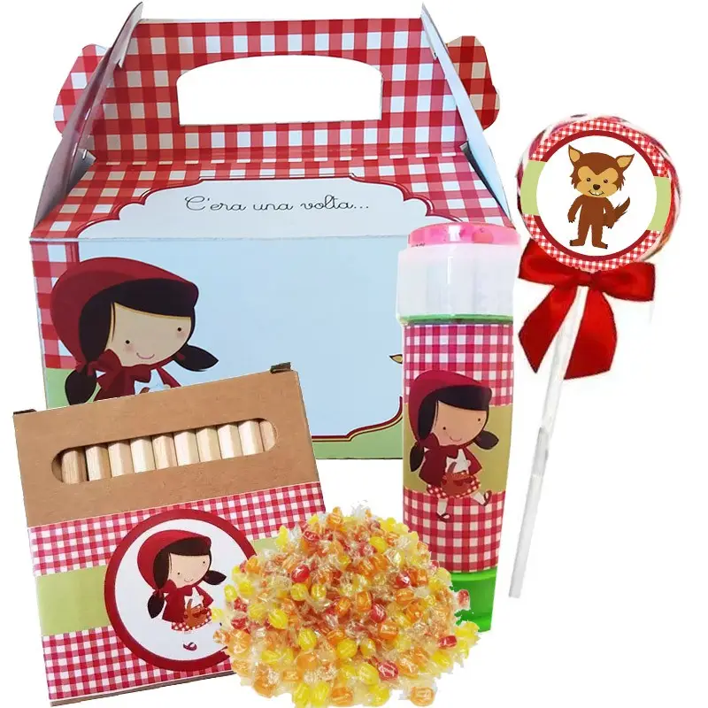Box scatola Cappuccetto Rosso con gadget - 6 pz