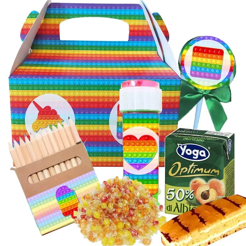 Box scatola pop it con merendine e succhi di frutta - 6 pz