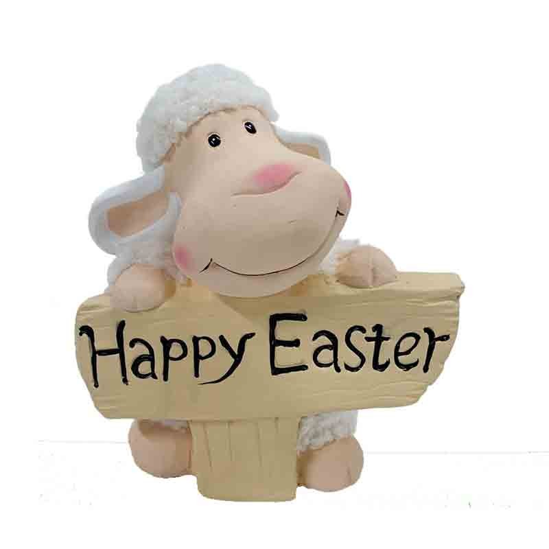 Pecorella decorativa in terracotta Happy Easter 03653 17 x 12 x 18 cm