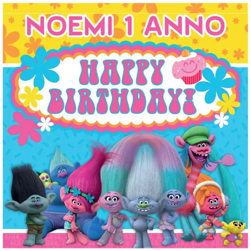 48 ADESIVI TROLLS PERSONALIZZABILI