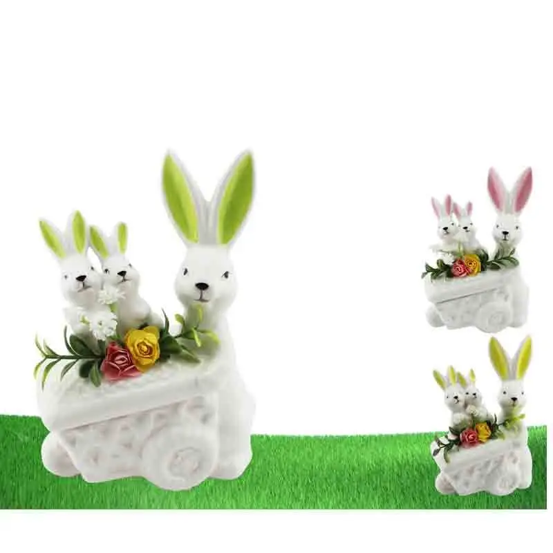 coniglietto pasquale in ceramica decorativa apribile 15 x 7 x 11 cm 85472