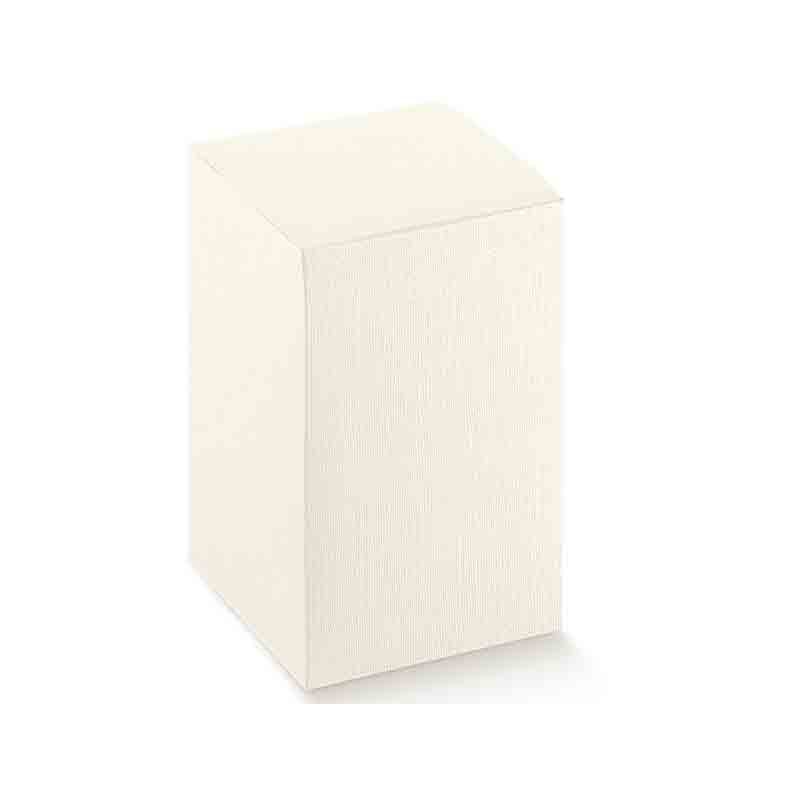 Scatola in cartoncino teso porta confetti seta bianco 100 x 100 x 120 mm 14010