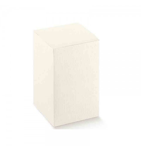 Scatola in cartoncino teso porta confetti seta bianco 100 x 100 x 160 mm 14011