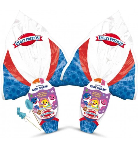 2 Uova di Pasqua Baby Shark con pick coniglietto e uovo