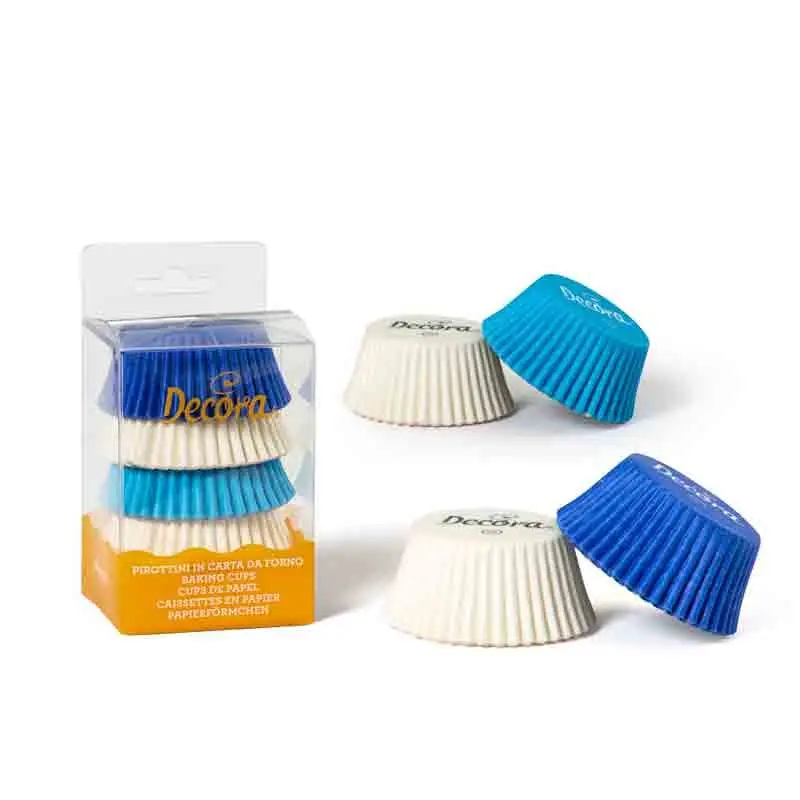 75 Pirottini muffin tinta unita bianco celeste blui ø 50 x 32 h mm 0339746