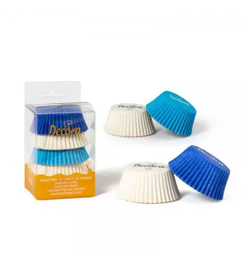 75 Pirottini muffin tinta unita bianco celeste blui ø 50 x 32 h mm 0339746