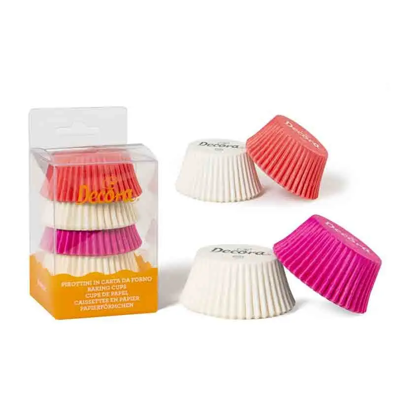 75 Pirottini muffin tinta unita bianco rosa fucsia ø 50 x 32 h mm 0339745