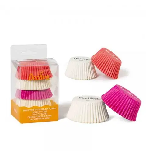 75 Pirottini muffin tinta unita bianco rosa fucsia ø 50 x 32 h mm 0339745