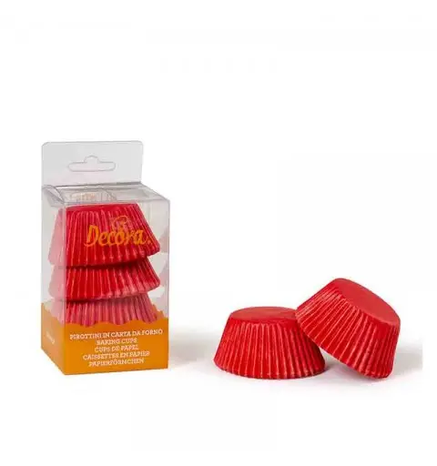 75 Pirottini muffin tinta unita rossi ø 50 x 32 h mm 0339635