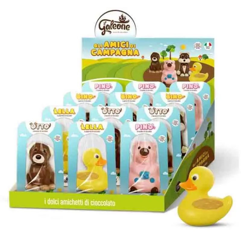 box 12 pz. amici di campagna di puro cioccolato g 70