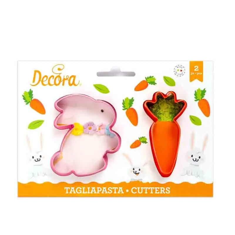 Set di 2 tagliapasta in plastica Coniglio 7 x 9 x 2,2 h cm – Carota 4 x 9 x 2,2 h cm 0255076