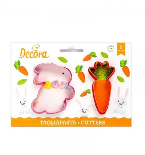 Set di 2 tagliapasta in plastica Coniglio 7 x 9 x 2,2 h cm – Carota 4 x 9 x 2,2 h cm 0255076