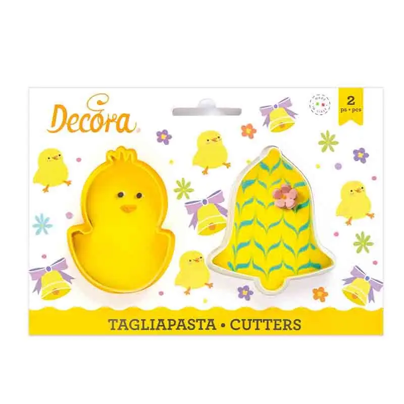 Set di 2 tagliapasta in plastica Pulcino 7 x 2,2 h cm – Campana 8 x 2,2 h cm 0255073