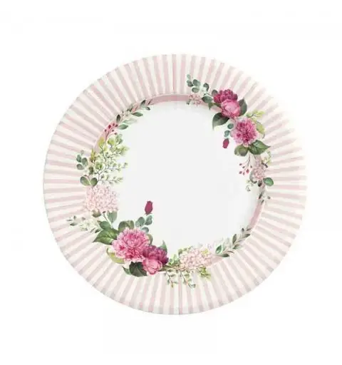 8 Piatti di carta 27 cm Floral pink 64191