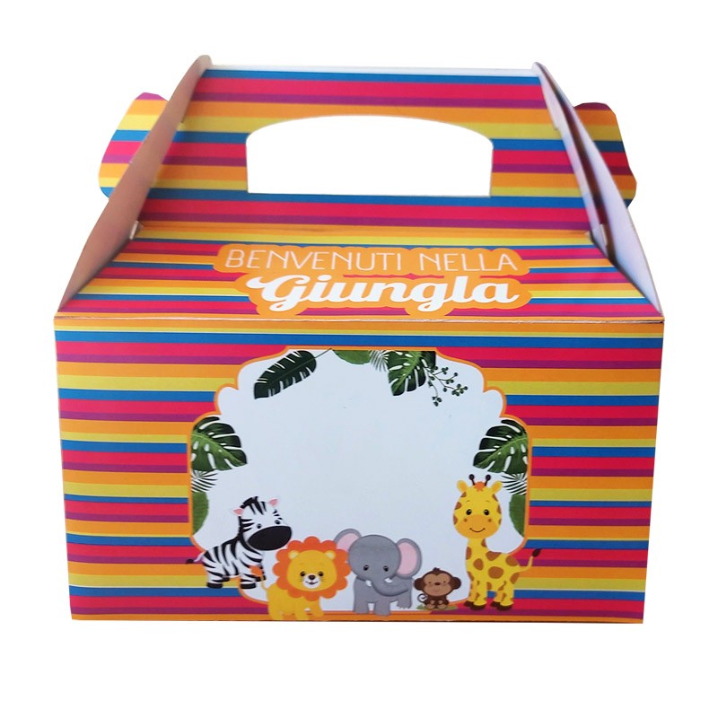 Box Contenitore Caramelle e Pop Corn tema animali della giungla jungle