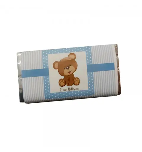 Tavoletta di cioccolato il mio battesimo orsetto celeste
