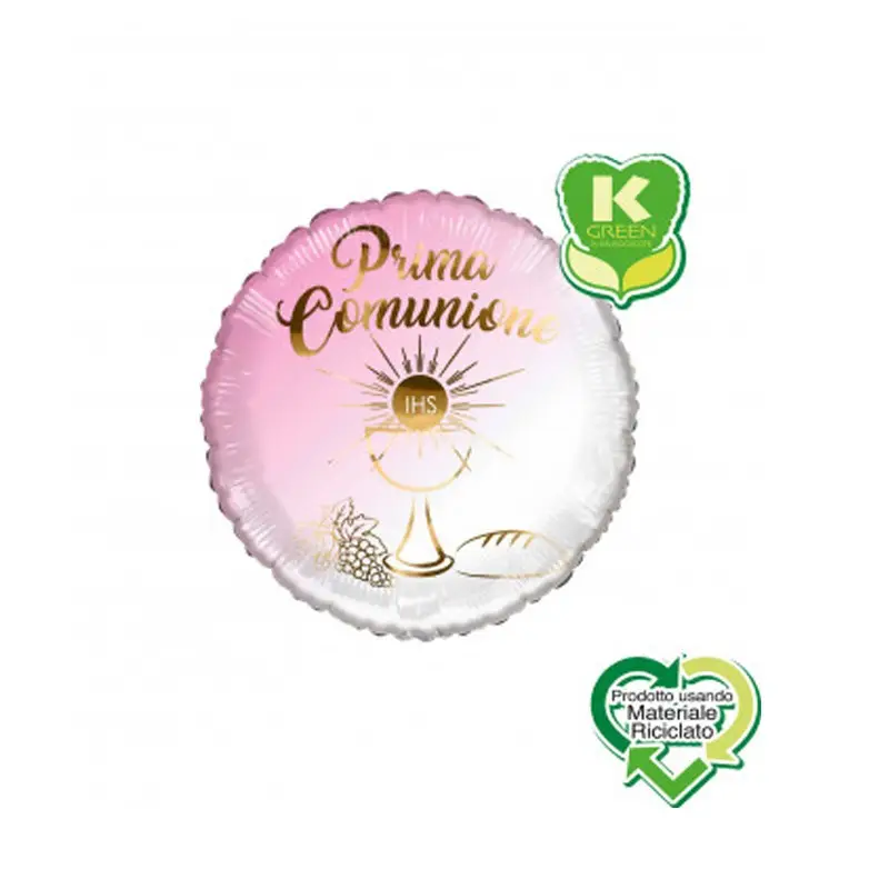 Palloncino foi lPrima Comunione Rosa Tondo K-Green 18 1pz 6580080-01