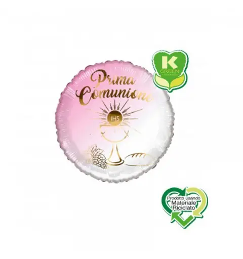 Palloncino foi lPrima Comunione Rosa Tondo K-Green 18 1pz 6580080-01
