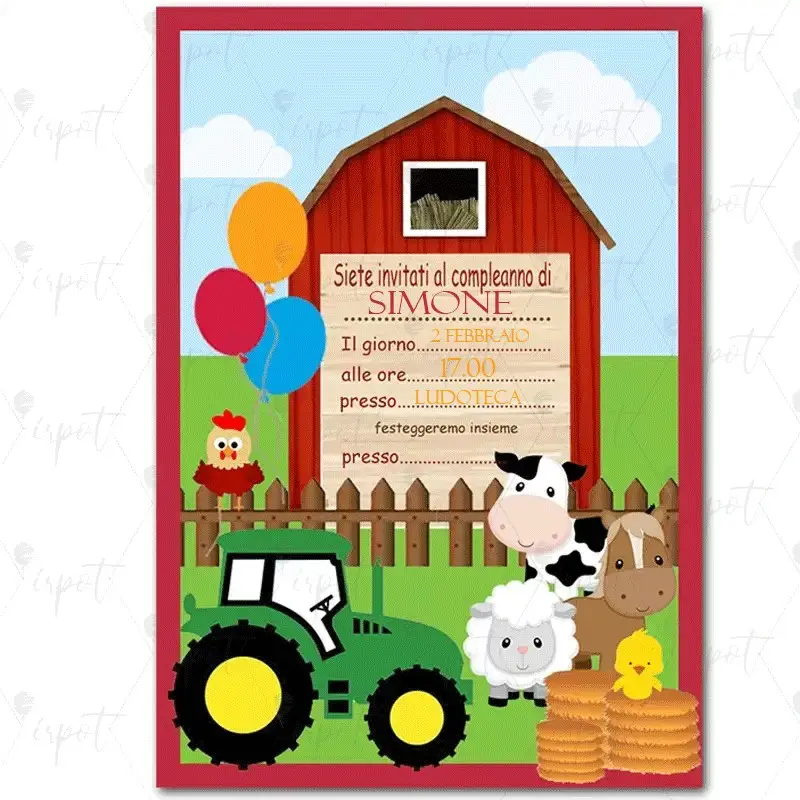 Inviti fattoria personalizzabili – 20 pz