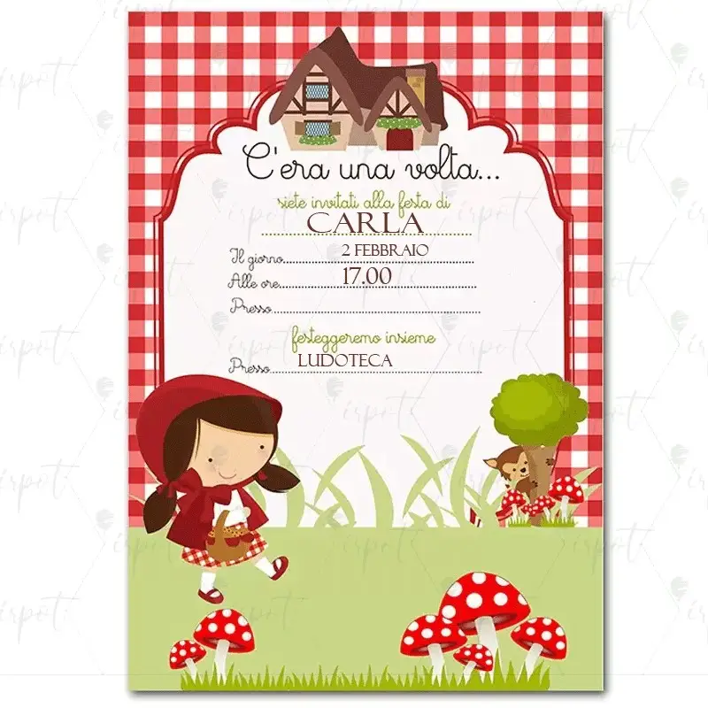 Inviti Cappuccetto Rosso personalizzati - 20 pz
