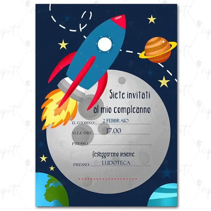 Inviti Space party personalizzati - 20 pz