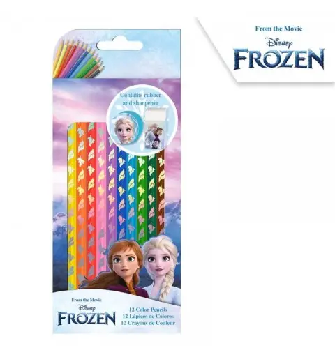 Set 12 Pastelli Colorati Frozen con temperamatite e gomma WD21836