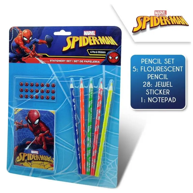 Set Stickers con Cancelleria Fluo Spiderman MV15325