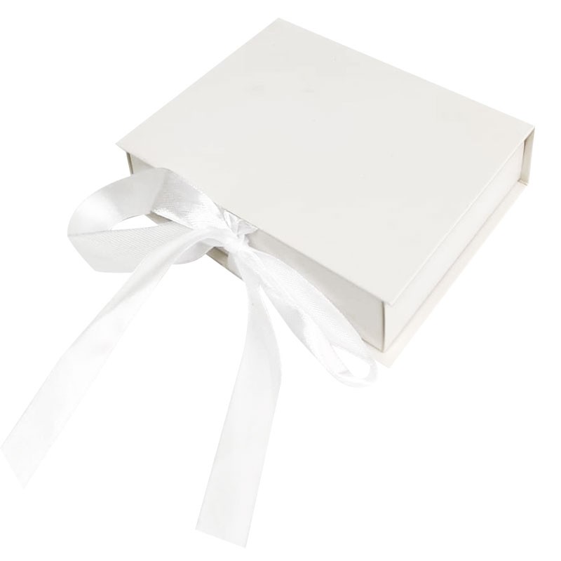 1 scatolina porta confetti bianca a forma di libro con nastri 13 x 10 x 3 cm - 2153