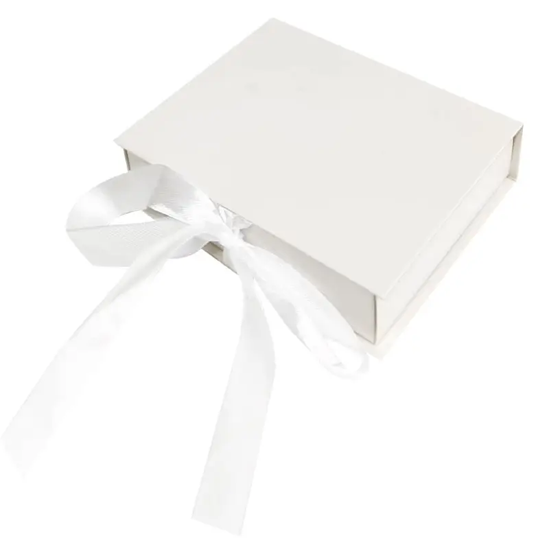 1 scatolina porta confetti bianca a forma di libro con nastri 13 x 10 x 3 cm - 2153