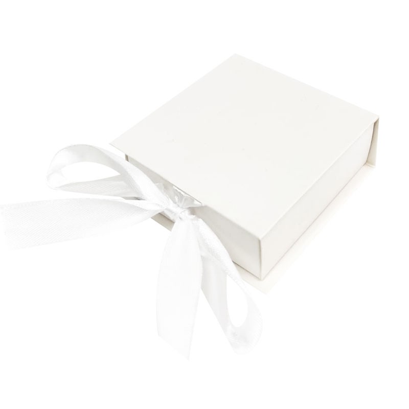 1 scatolina porta confetti bianca a forma di libro con nastri 8 x 8 x 3 cm - 2154