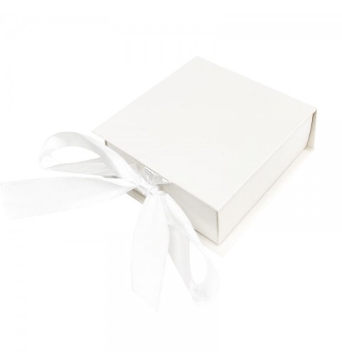 1 scatolina porta confetti bianca a forma di libro con nastri 8 x 8 x 3 cm - 2154