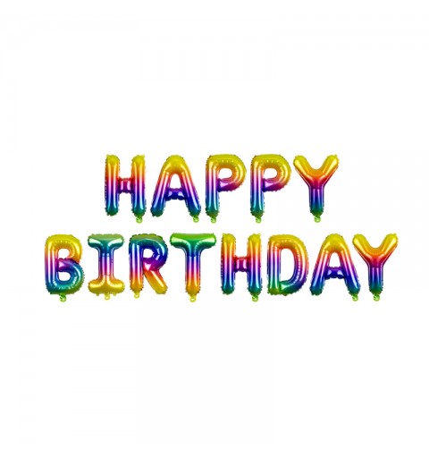 Festone Banner Palloncino Foil Happy Birthday 340 x 35 cm Arcobleno – Rainbow FB71