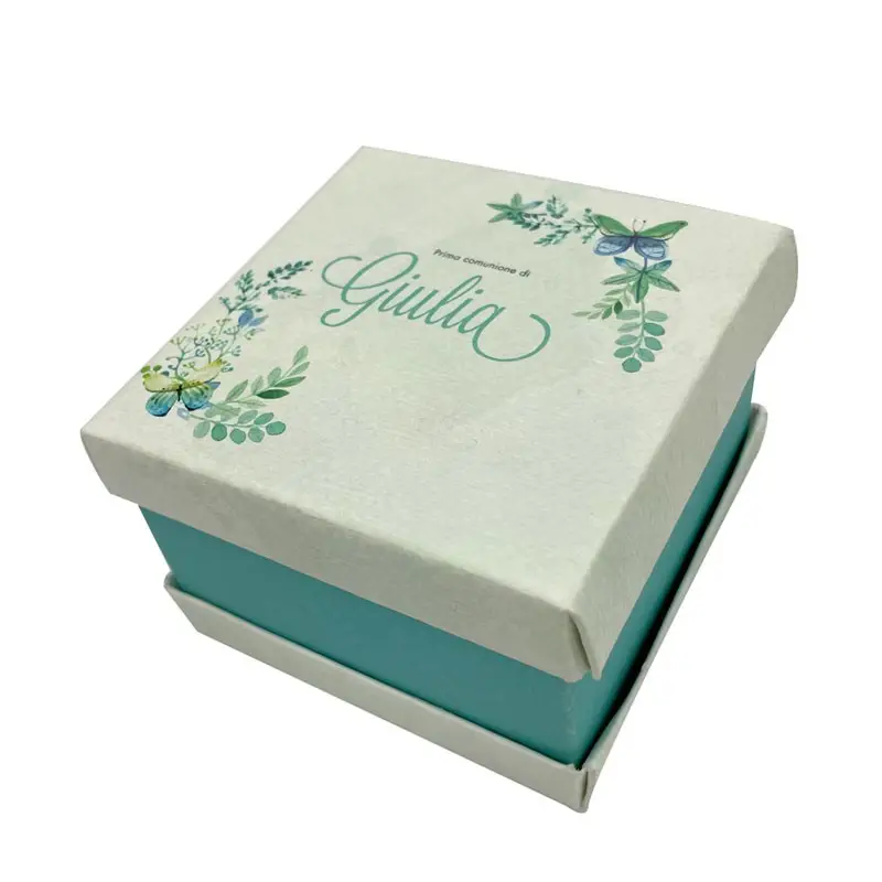 1 scatolina fustellata porta confetti in carta naturale aries 8 x 8 x 5 cm - SC028