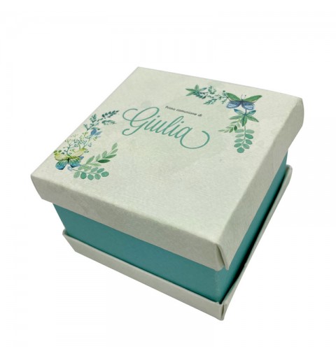 1 scatolina fustellata porta confetti in carta naturale aries 8 x 8 x 5 cm - SC028