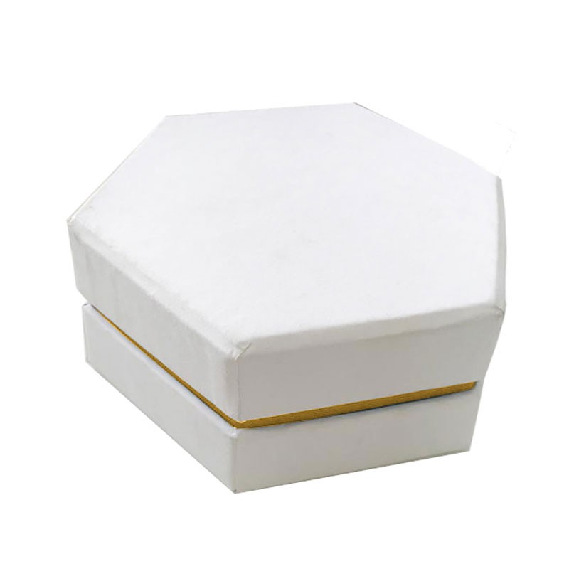 1 scatolina porta confetti esagonale bianca e oro 12 x 5 cm - 2114