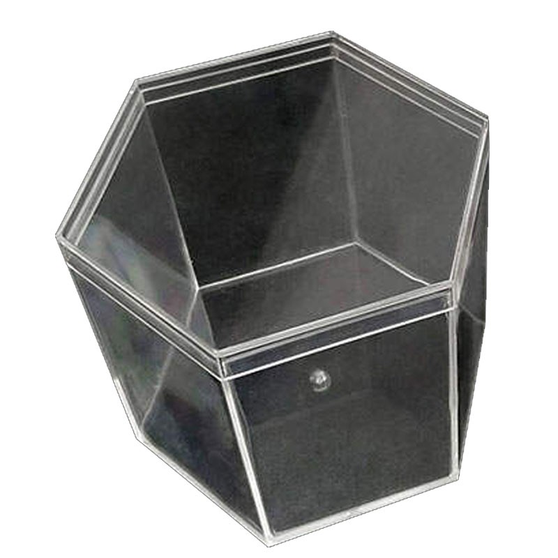 1 scatolina porta confetti esagonale plexiglass trasparente - 65 x 60 x 55 mm - 2089