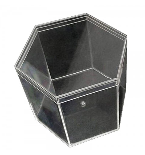 1 scatolina porta confetti esagonale plexiglass trasparente - 65 x 60 x 55 mm - 2089