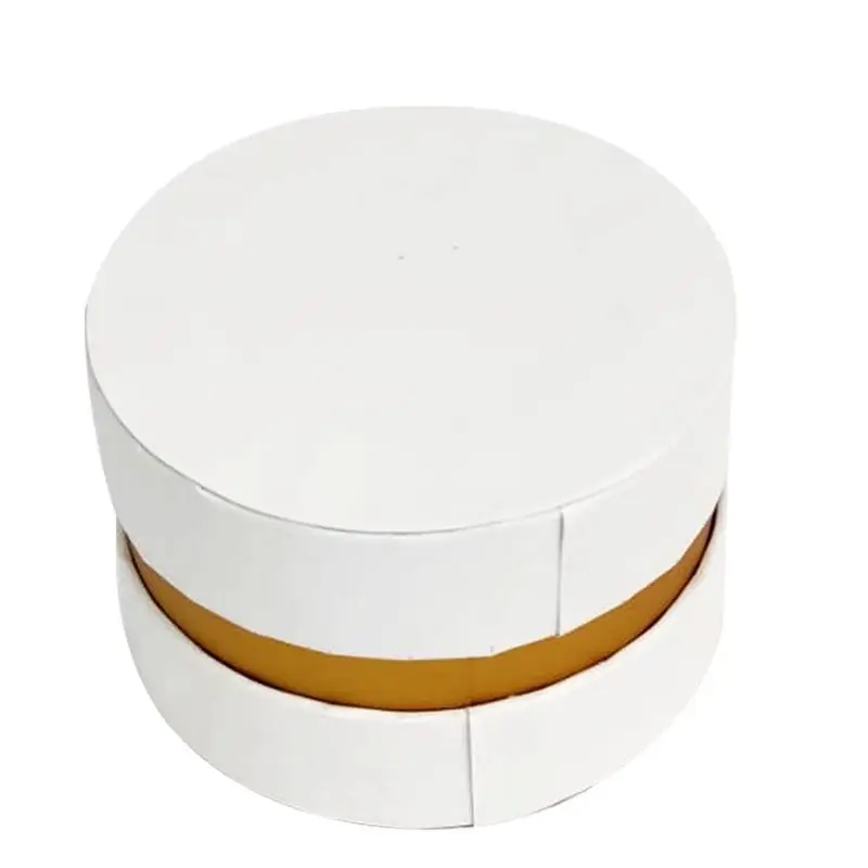 1 scatolina porta confetti tonda bianca e oro 8 x 5 cm - 2113