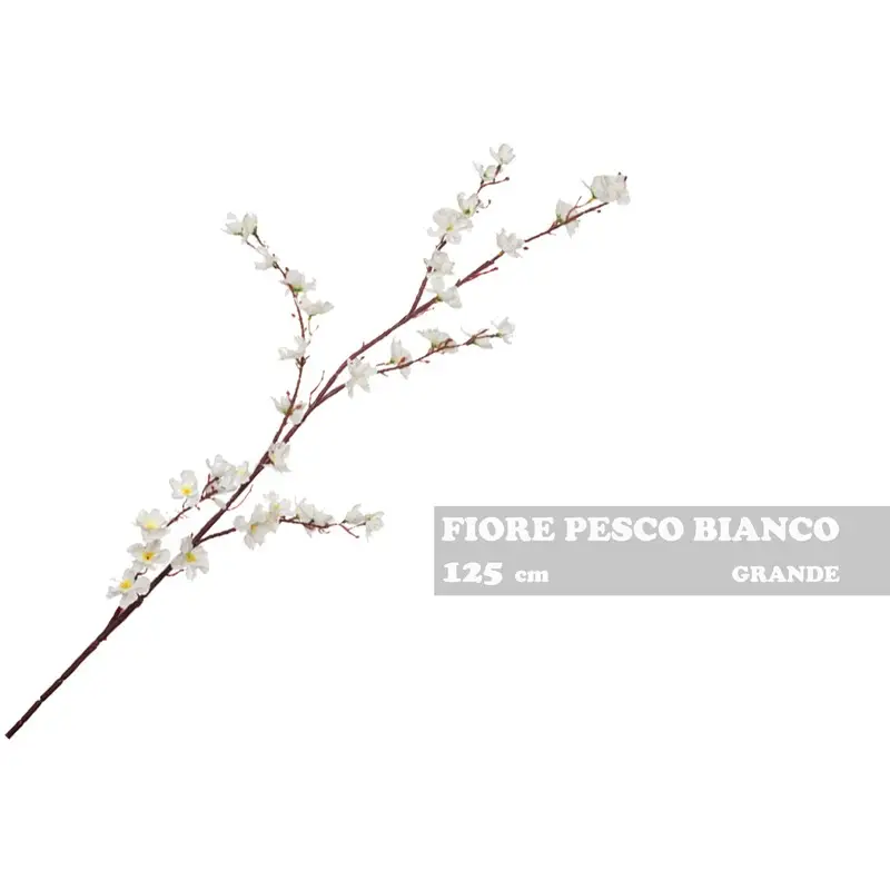 Ramo fiore di pesco bianco artificiale 125cm 2539