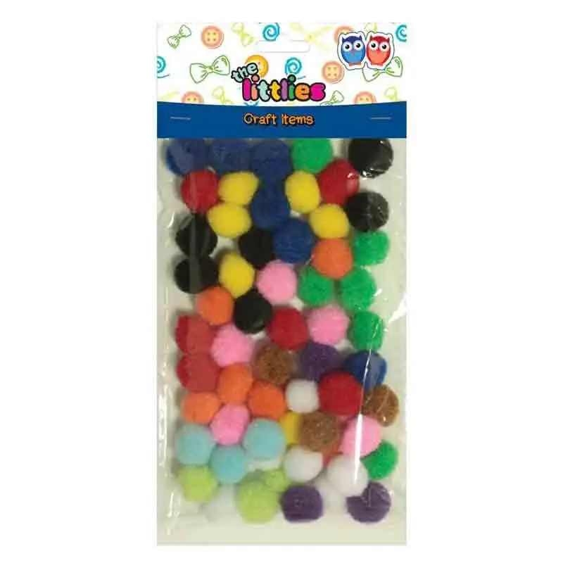 60 pom pom 15 mm per lavoretti colori assortiti