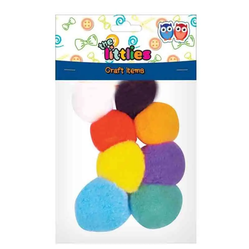 8 pom pom 45 mm per lavoretti colori assortiti